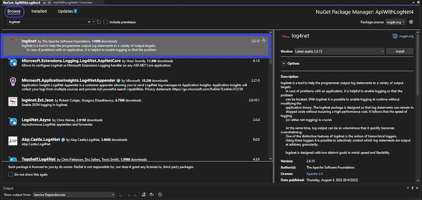 Configure Log4net In .NET 7 API