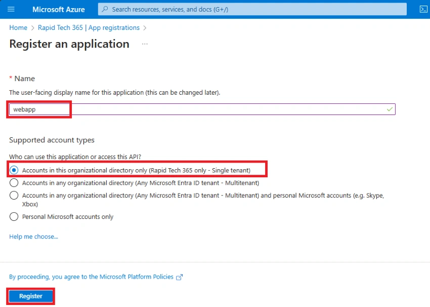 Register application