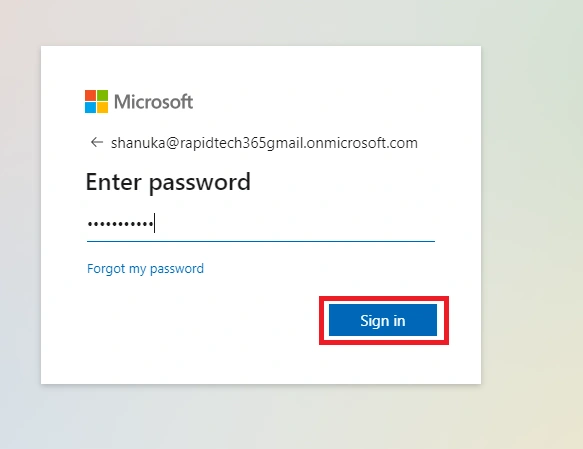 Microsoft password