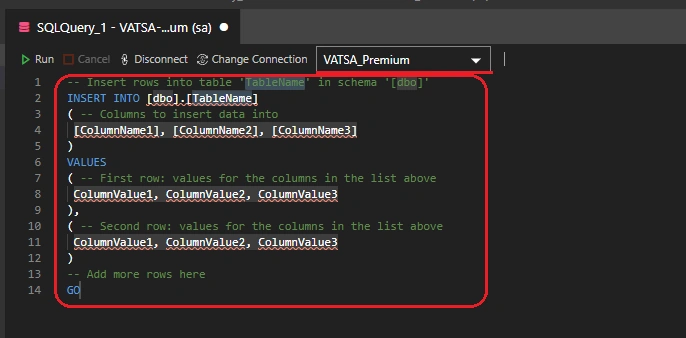 insert code snippets