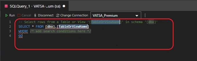 select code snippet