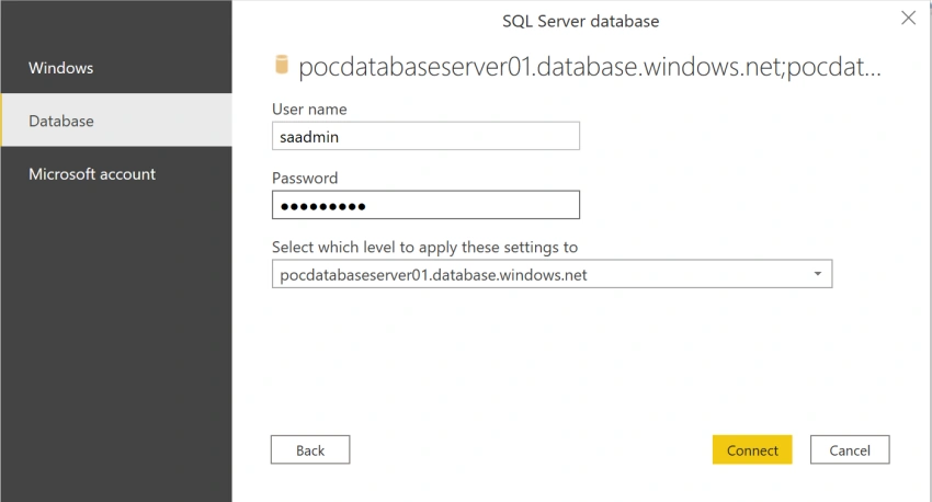 How to connect Azure SQL Data with Power BI via Direct Query