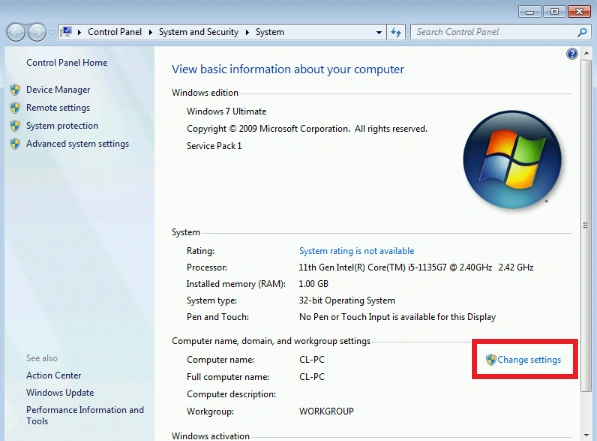 Change settings