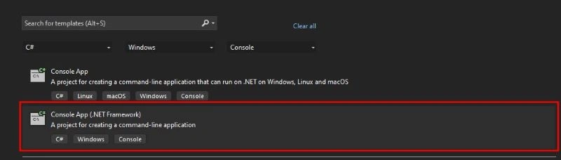 Console App Dot Net Framework
