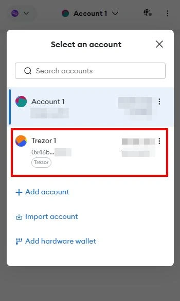 Trezor wallet connected