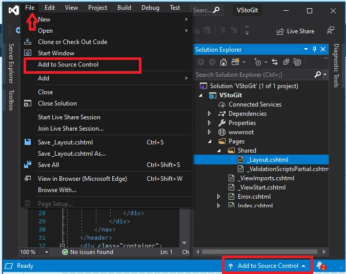 How To Connect Visual Studio Project To GitHub