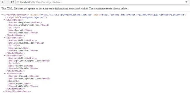 usingAngularwithWebAPI.DbContext; using System; usingSystem.Collections.Generic; usingSystem.Linq; usingSystem.Web; usingSystem.Web.Http; // This namespace is responsible for IHttpActionResult usingSystem.Web.Mvc; namespaceAngularwithWebAPI.Controllers { publicclassHomeController: ApiController { DbContext.StudentEntitiesstudentEntities = newDbContext.StudentEntities(); publicIHttpActionResultGetStudents() { var query = studentEntities.StudentMasters.ToList(); return Ok(query); } } }