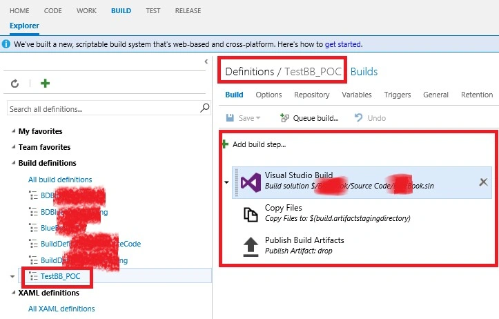 How To Create A Build Definition In TFS 2015, Adding Tasks And Setting Build Menu Options