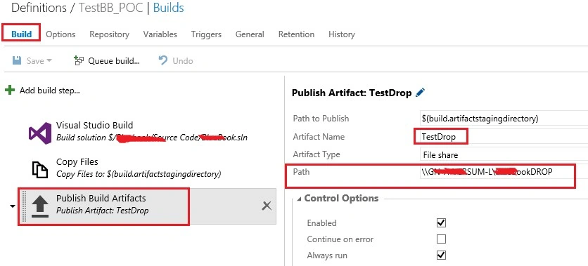 How To Create A Build Definition In TFS 2015, Adding Tasks And Setting Build Menu Options