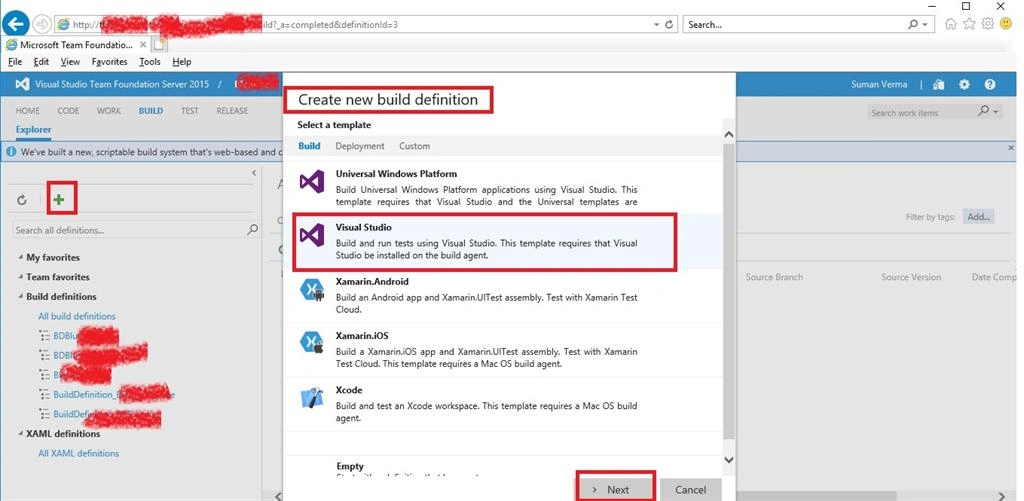 How To Create A Build Definition In TFS 2015, Adding Tasks And Setting Build Menu Options
