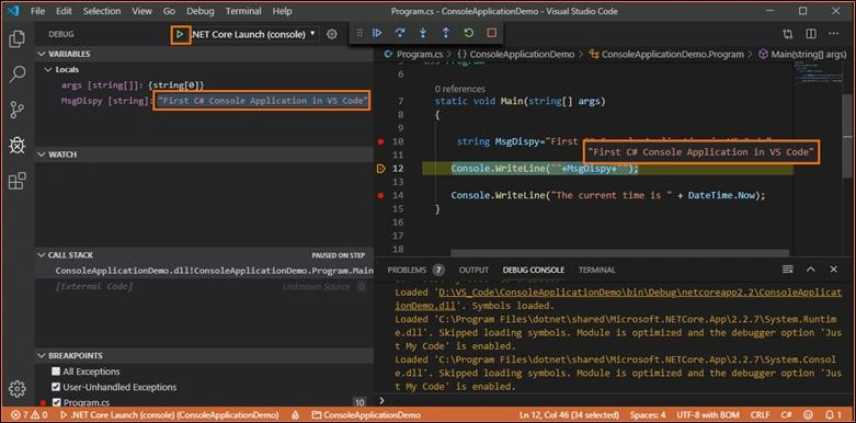 How To Create A C# Console Application And Debug In Visual Studio Code