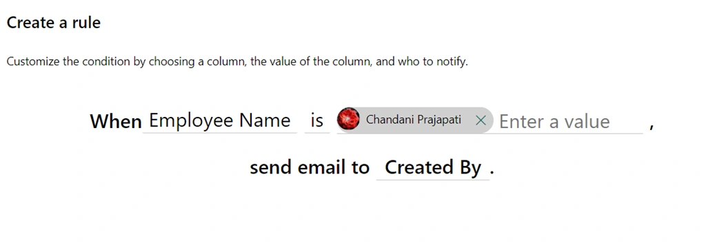 A column value changed example