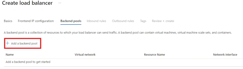 Add a Backend pool