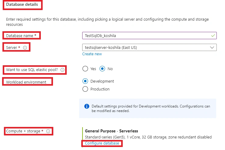 create a Microsoft Azure SQL Database