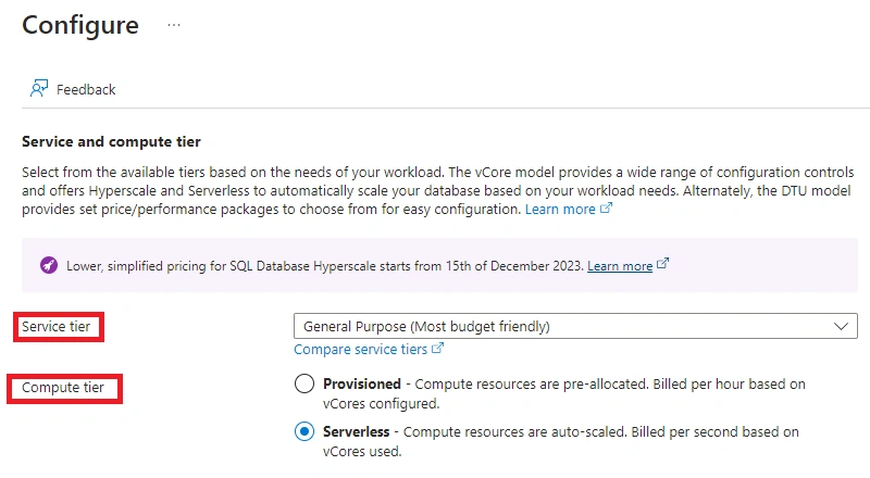 create a Microsoft Azure SQL Database