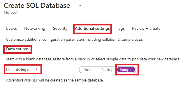 create a Microsoft Azure SQL Database