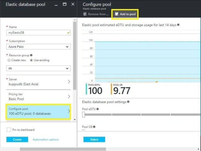 Configure the pool