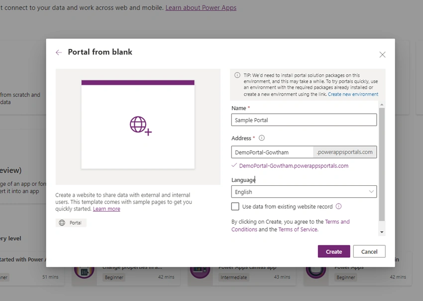 How to Create a PowerApps Portals (Website) without writing code