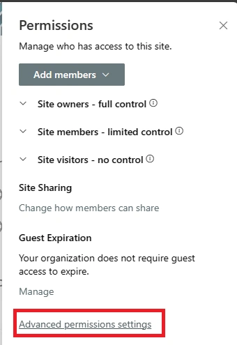 Advanced Sharing Permissions