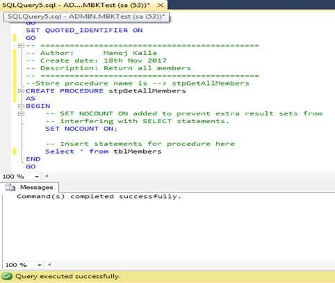 stored procedure In SQL Server