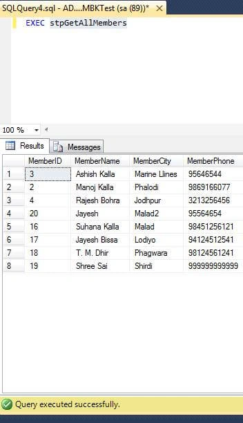 stored procedure In SQL Server
