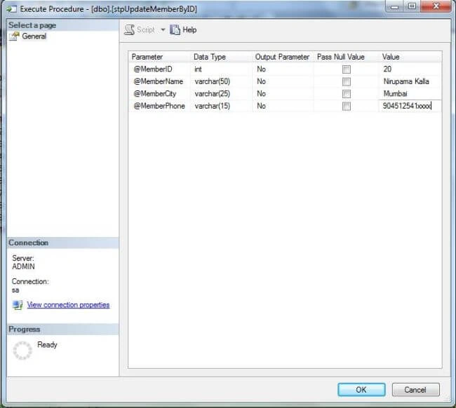 stored procedure In SQL Server