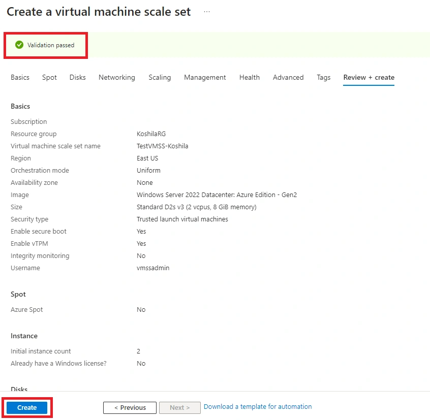 create a Virtual Machine Scale Set (VMSS)