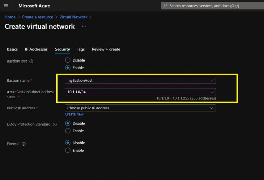 How to Create a Virtual Network and a Bastion Host