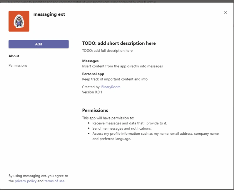 How to create Action based Messaging Extension as Teams App