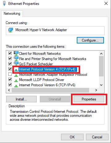 TCP/IPv4 then click properties