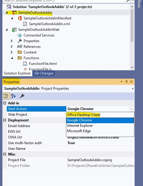 create an Add-in in outlook using ASP.NET