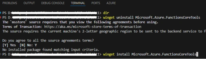 Azure Functions Core Tools