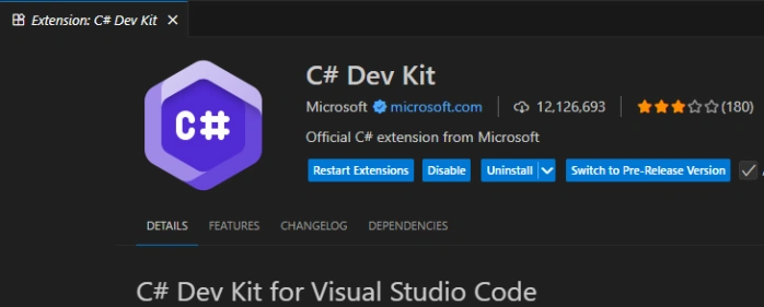C Sharp Dev Kit for Visual Studio Code