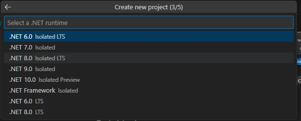 dot NET runtime selection