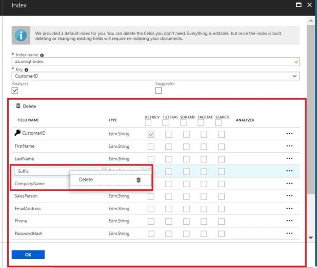 How to create an Index using Import Data, Create an indexer