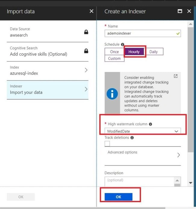 How to create an Index using Import Data, Create an indexer