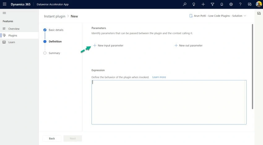  Input parameter