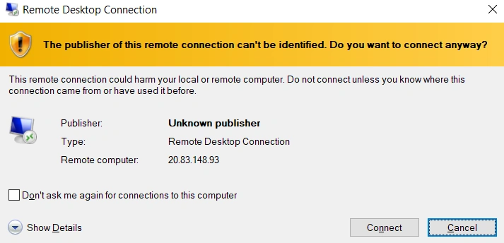 Remote desktop connection
