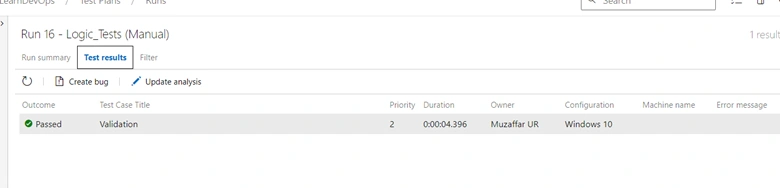 Test result