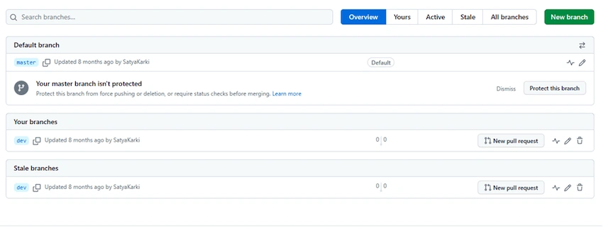 Create a Branch using the GitHub website