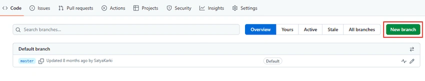 Create a Branch using the GitHub website