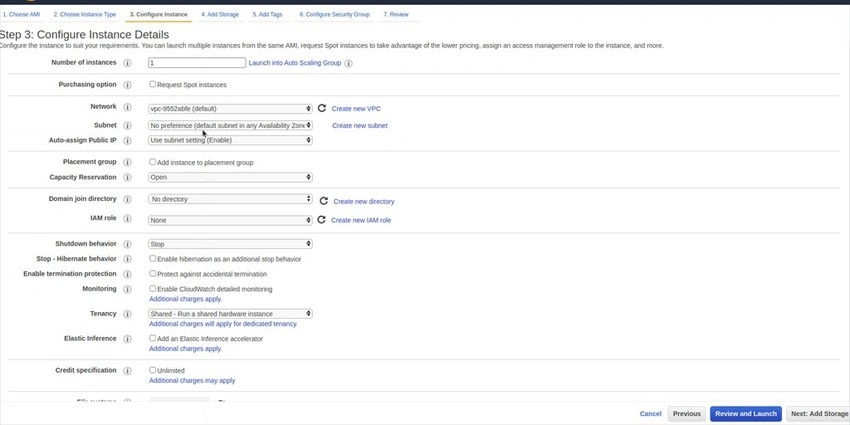 Configure instance