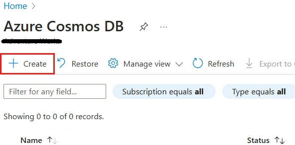 Create Azure Cosmos DB for NoSQL