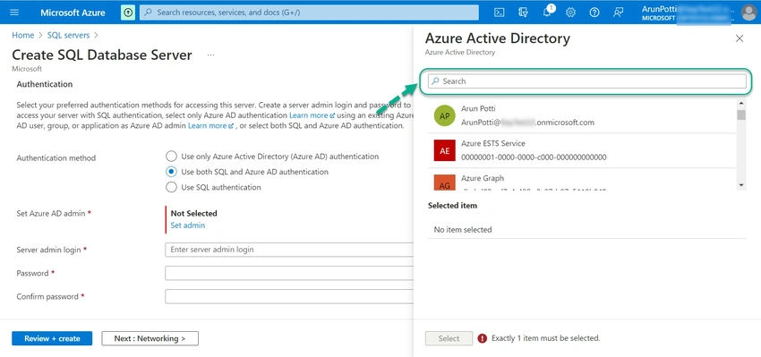  Create Azure SQL Server Database