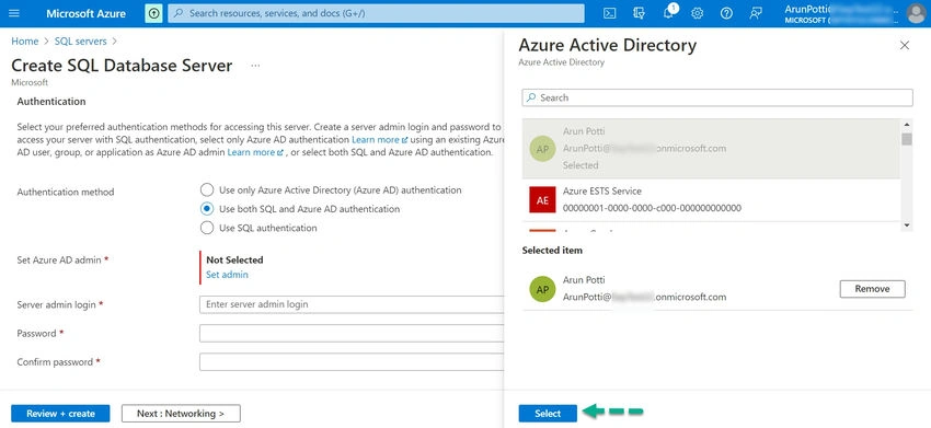  Create Azure SQL Server Database
