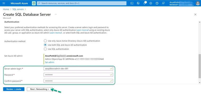  Create Azure SQL Server Database