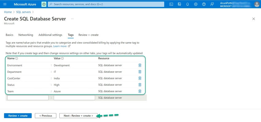  Create Azure SQL Server Database
