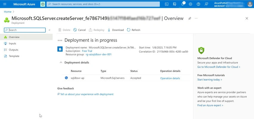  Create Azure SQL Server Database