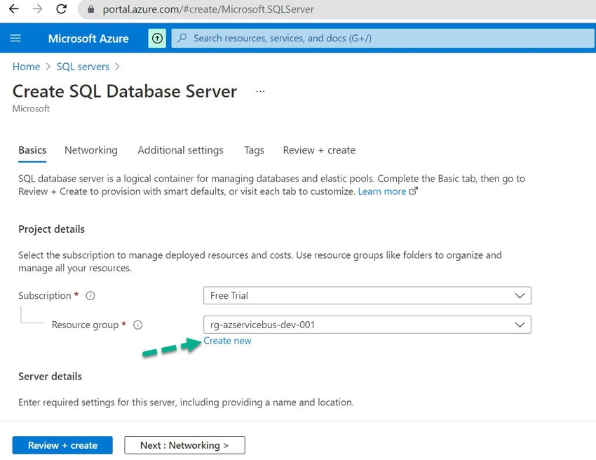  Create Azure SQL Server Database
