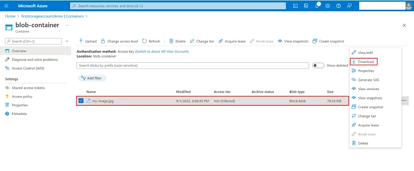 How to Download a blob